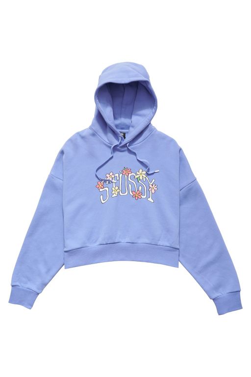 Stussy Womens Flowers Hoodie Blue - HQZJY8964